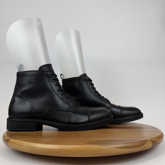New Mens Allsaints Drago Black Leather Cap Toe Comfort Combat Boots Size 45 NWOB